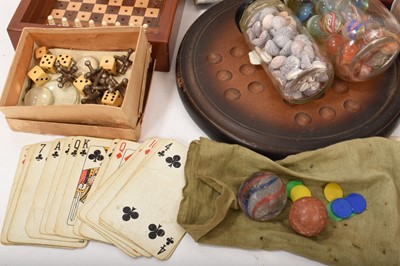 Lot 720 - Collection of vintage games including solitaire, with Victorian marbles