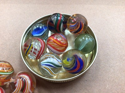 Lot 720 - Collection of vintage games including solitaire, with Victorian marbles