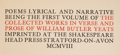 Lot 700 - William Butler Yeats - The Collected Works in Verse and Prose, 8 vol, Shakespeare Head Press