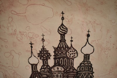 Lot 904 - *Julian Trevelyan (1910-1988) signed etching - Leningrad, Artist's Proof, 49cm x 39cm, in glazed frame