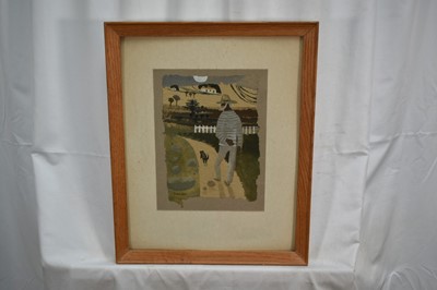 Lot 902 - *Mary Fedden (1915-2012) watercolour - Julian Walking (3), signed and dated 1982, titled verso, 25cm x 18.5cm, in glazed frame