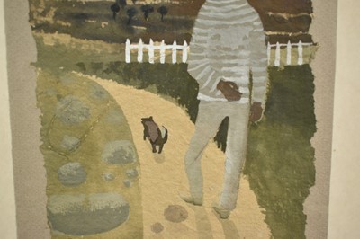 Lot 902 - *Mary Fedden (1915-2012) watercolour - Julian Walking (3), signed and dated 1982, titled verso, 25cm x 18.5cm, in glazed frame