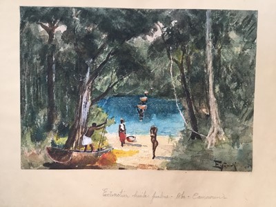 Lot 134 - 10 African watercolours, indistinctly signed, various dates 1937, 1944 etc