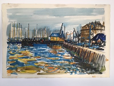 Lot 139 - Hugh Cronyn (1905-1996), Harwich watercolour and gouache, signed, 54cm x 46cm