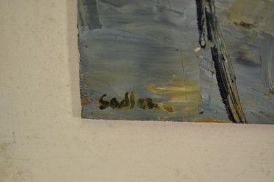 Lot 980 - *Robert Sadler (1909-2001) acrylic on board - Abstract, signed and dated ‘85, 31cm x 41.5cm, framed