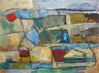 Lot 1179 - *Robert Sadler (1909-2001) acrylic on board - Abstract, Untitled, signed, 77cm x 104cm, framed