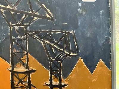 Lot 987 - *Robert Sadler (1909-2001) oil on board - Shipbuilding, signed, 1950s, 51cm x 61cm, framed