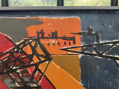 Lot 987 - *Robert Sadler (1909-2001) oil on board - Shipbuilding, signed, 1950s, 51cm x 61cm, framed