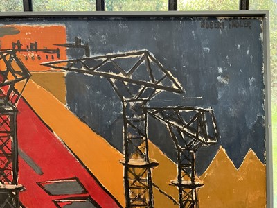 Lot 987 - *Robert Sadler (1909-2001) oil on board - Shipbuilding, signed, 1950s, 51cm x 61cm, framed
