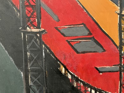 Lot 987 - *Robert Sadler (1909-2001) oil on board - Shipbuilding, signed, 1950s, 51cm x 61cm, framed