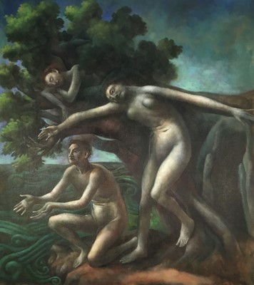 Lot 157 - Paul Storey (b.1957), 'At Phorcys Cave', acrylic on canvas, dated 2003, 100cm x 90cm