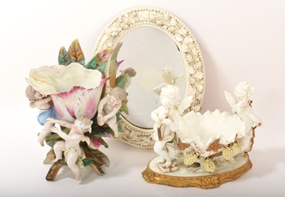 Lot 83 - Moore & Co bowl, continental vase and a mirror (3)