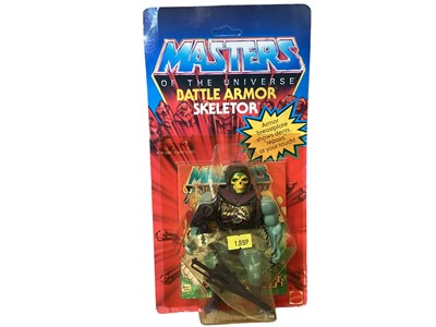 Lot 9 - Mattel (c1983) Masters of the Universe Battle Armor Skeletor 6" action figure, on card (creased bottom corners) and bubblepack No.7301 (1)