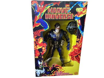 Lot 14 - Matchbox (c1984) Voltron II Defender of the Universe Deluxe Gladiator Set, boxed No.700220 (x2), LJN Toys Blue Lion & Lotar's Ship, on card with bubblepack and Toy Biz Marvel Universe 10" a...