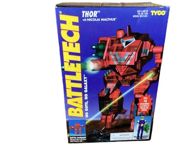 Lot 15 - Tyco (c1994) Battletech Thor with Nicolas Malthus, boxed (bottom opened) No.1358-2 & Axman with Adam Steiner, boxed No.1358-1, Infiltrator with Adam Steiner No.1350-1, Sloth with Franklin Sa...