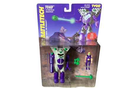 Lot 15 - Tyco (c1994) Battletech Thor with Nicolas Malthus, boxed (bottom opened) No.1358-2 & Axman with Adam Steiner, boxed No.1358-1, Infiltrator with Adam Steiner No.1350-1, Sloth with Franklin Sa...