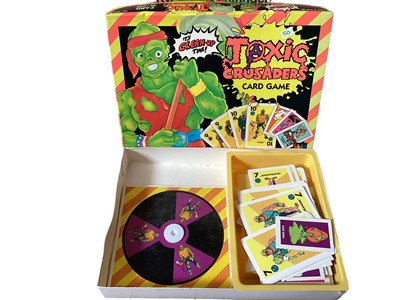 Lot 21 - Playmates Toxic Crusaders (c1990) Toxie No.2001, Headbanger No.2002 & Major Disaster No.2033, on card with bubblepack, plus Card Game boxed No.3655 (4)
