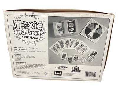 Lot 21 - Playmates Toxic Crusaders (c1990) Toxie No.2001, Headbanger No.2002 & Major Disaster No.2033, on card with bubblepack, plus Card Game boxed No.3655 (4)