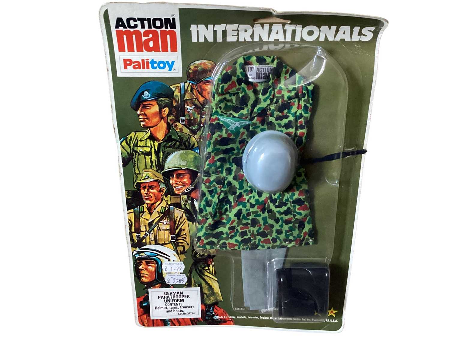 Lot 22 - Palitoy Action Man International German Paratrooper Uniform No.34284, Two Military Panorama Rub Down Action Transfers & 250 piece puzzles (x3) (5)