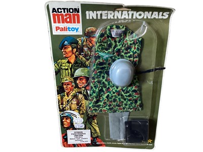 Lot 22 - Palitoy Action Man International German Paratrooper Uniform No.34284, Two Military Panorama Rub Down Action Transfers & 250 piece puzzles (x3) (5)