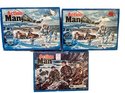 Lot 22 - Palitoy Action Man International German Paratrooper Uniform No.34284, Two Military Panorama Rub Down Action Transfers & 250 piece puzzles (x3) (5)