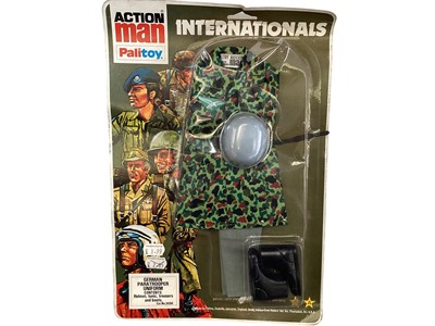 Lot 22 - Palitoy Action Man International German Paratrooper Uniform No.34284, Two Military Panorama Rub Down Action Transfers & 250 piece puzzles (x3) (5)