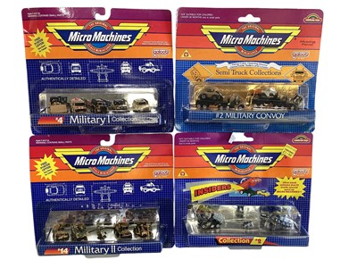 Lot 28 - Galoob (c1990's) Micro Machines Military Double Sets No.65130 (x5) and other Military, Space Galaxy Voyagers No.65824 (x2) & Apollo 13 No.75030, MIB No.75400 (x4)