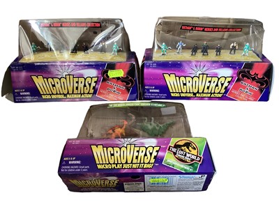 Lot 28 - Galoob (c1990's) Micro Machines Military Double Sets No.65130 (x5) and other Military, Space Galaxy Voyagers No.65824 (x2) & Apollo 13 No.75030, MIB No.75400 (x4)
