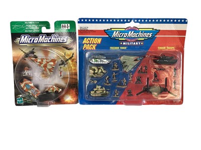 Lot 28 - Galoob (c1990's) Micro Machines Military Double Sets No.65130 (x5) and other Military, Space Galaxy Voyagers No.65824 (x2) & Apollo 13 No.75030, MIB No.75400 (x4)