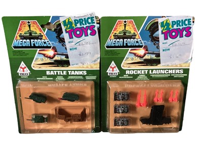 Lot 30 - Kenner (c1989) Mega Force diecast Military vechiles including Triax ArmyTar-Traks (x2), Fighter Bombers (x5), VTols (x2), Attack Helicopters (x2), Battle Tanks & Rocket Launchers, V Rocs VTo...