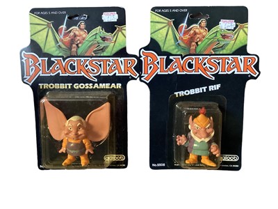 Lot 38 - Galoob (c1983) Blackstar Trobbit Wind Machine, No.5504 & Warlock No,5501, both boxed & Trobbits Gossmear & Rif (4)