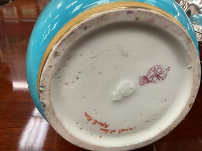 Lot 98 - Royal Worcester turquoise ground vase, printed mark for 1872