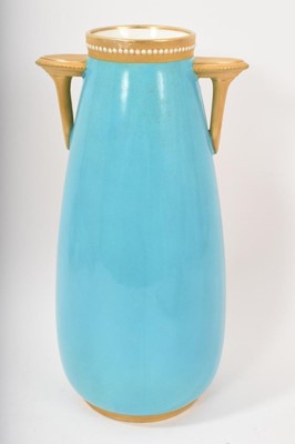 Lot 98 - Royal Worcester turquoise ground vase, printed mark for 1872
