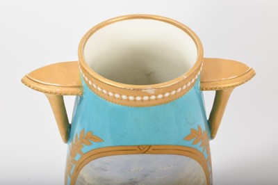 Lot 98 - Royal Worcester turquoise ground vase, printed mark for 1872