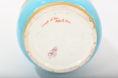 Lot 98 - Royal Worcester turquoise ground vase, printed mark for 1872