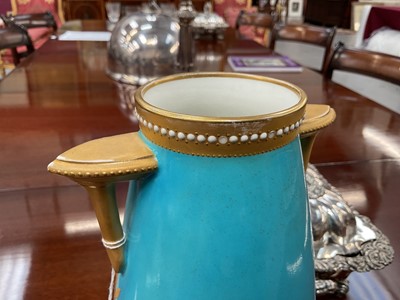 Lot 98 - Royal Worcester turquoise ground vase, printed mark for 1872