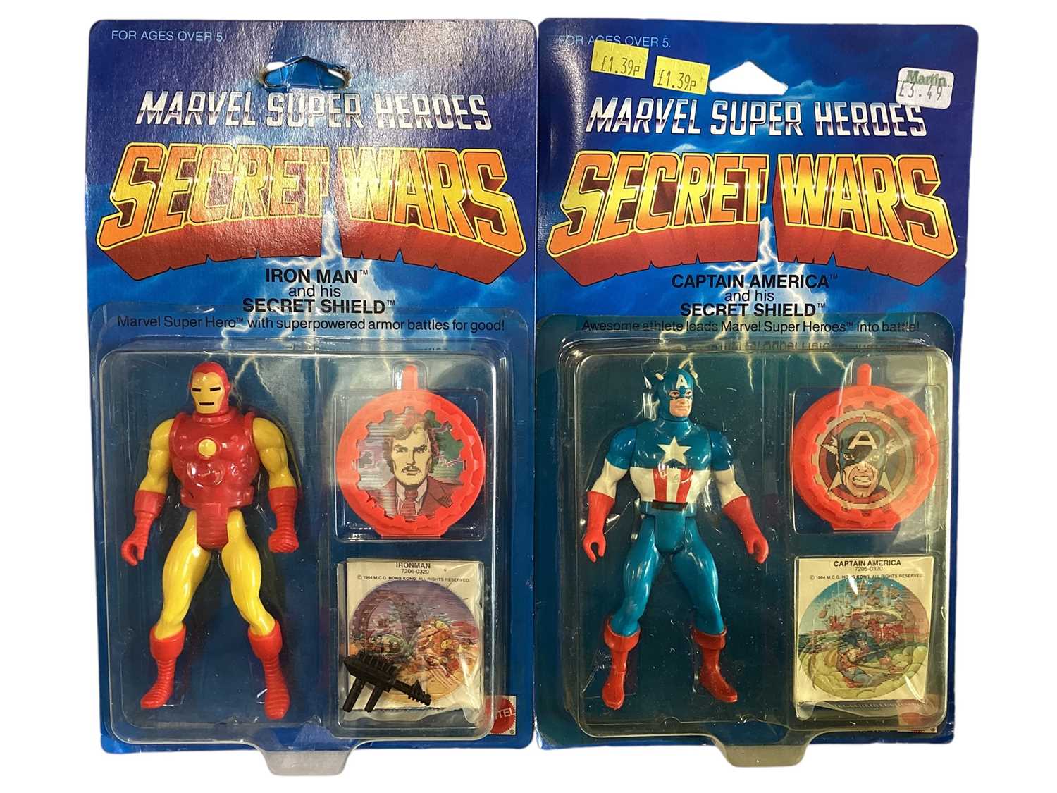 Lot 47 - Mattel (c1984) Marvel Super Heroes Secret Wars 4" action figure with his secret shield Iron Man No.7206, Dr. Octopus No.7213, Magneto No.7211, Kant No.7212 & Captain America No.205, plus dua...