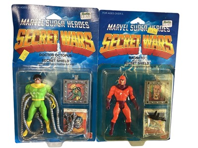Lot 47 - Mattel (c1984) Marvel Super Heroes Secret Wars 4" action figure with his secret shield Iron Man No.7206, Dr. Octopus No.7213, Magneto No.7211, Kant No.7212 & Captain America No.205, plus dua...