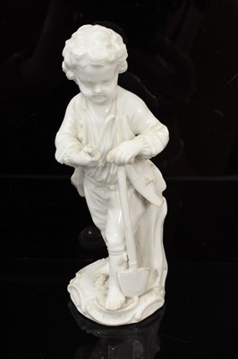 Lot 242 - Meissen figure of child gardener, in the white, circa 1765-70