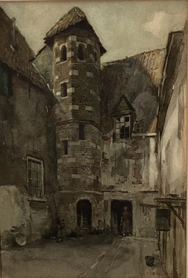 Lot 159 - Anton Van Anrooy (1870-1932) watercolour - Dutch Courtyard, signed, 36cm x 24cm, in glazed frame
