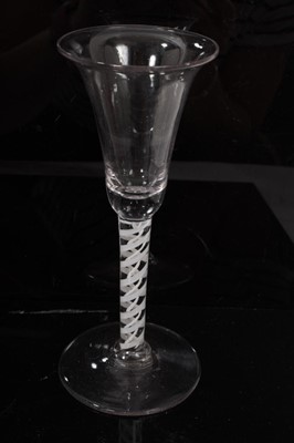 Lot 254 - Three 18th century opaque twist stem glasses