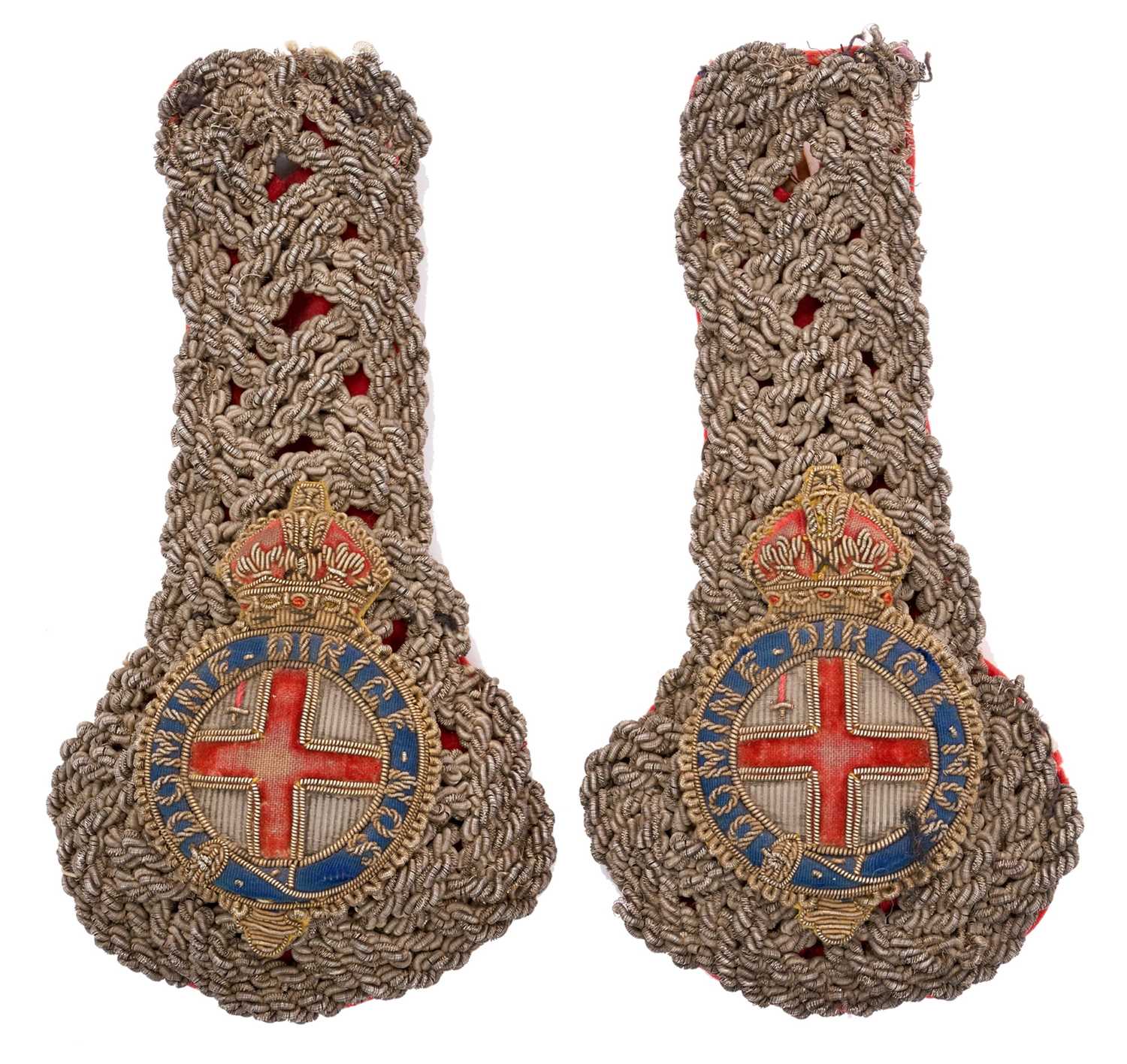 Lot 17 - Pair Edwardian / King George V Lieutenant of the Corporation of the City of London embroidered epaulettes