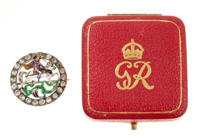 Lot 14 - Late 19th century St. George and the dragon silver and enamel paste set brooch