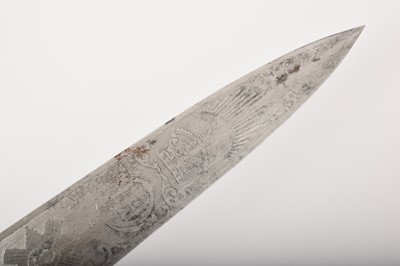 Lot 799 - Victorian Scottish Regimental dirk with etched polished steel fullered blade depicting royal arms, trophies, insignia and battle honours of the Highland Light Infantry