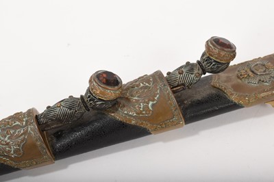 Lot 799 - Victorian Scottish Regimental dirk with etched polished steel fullered blade depicting royal arms, trophies, insignia and battle honours of the Highland Light Infantry
