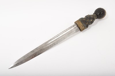 Lot 799 - Victorian Scottish Regimental dirk with etched polished steel fullered blade depicting royal arms, trophies, insignia and battle honours of the Highland Light Infantry