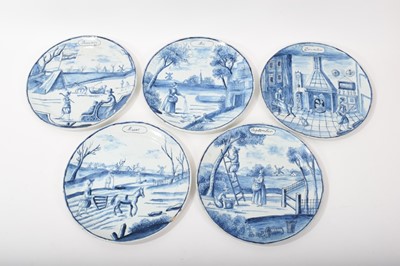 Lot 243 - Five Dutch Delft ‘calendar’ plates