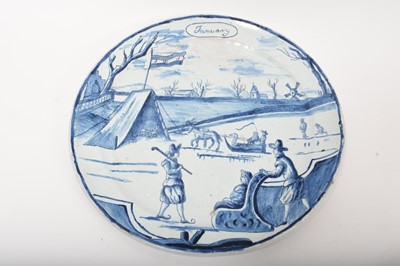 Lot 73 - Five Dutch Delft ‘calendar’ plates