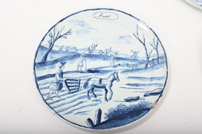 Lot 73 - Five Dutch Delft ‘calendar’ plates