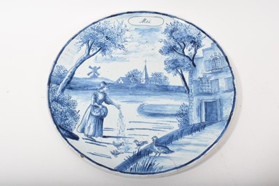 Lot 73 - Five Dutch Delft ‘calendar’ plates